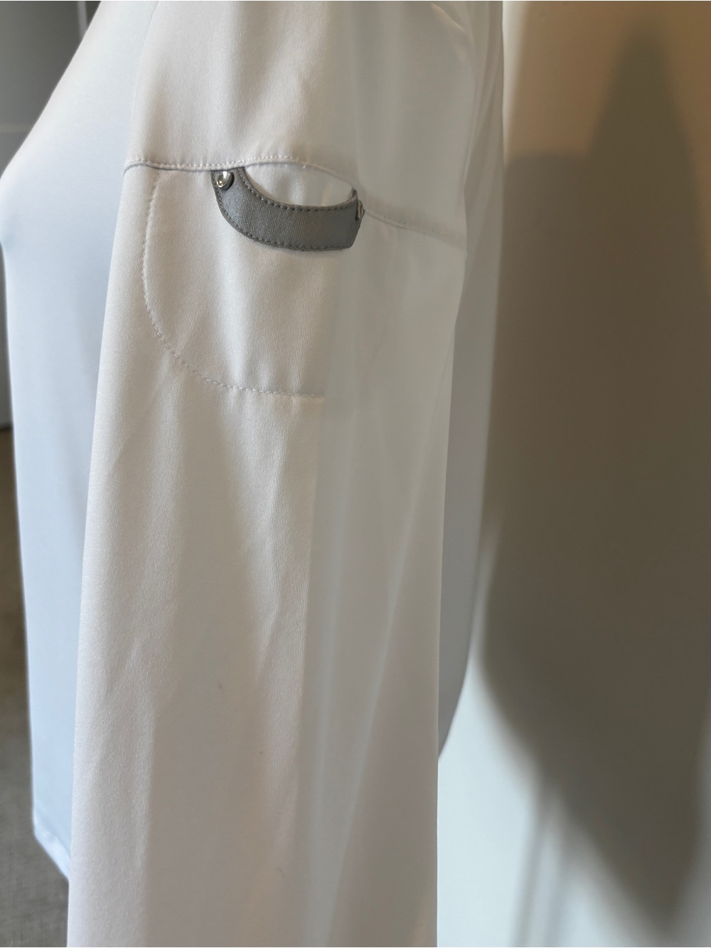 Jamie Sadock White Long Sleeve Half-Zip Top with Neon Orange Accents - Picture 4 of 5